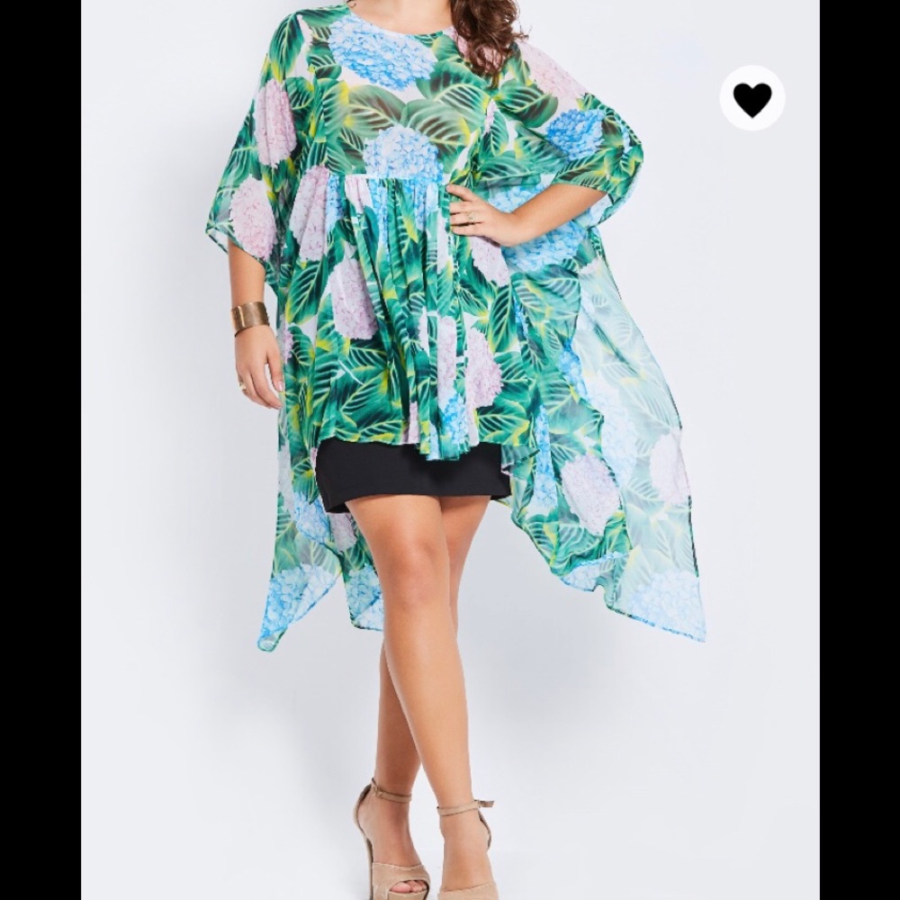 Asymmetrical floral mid-length blouse